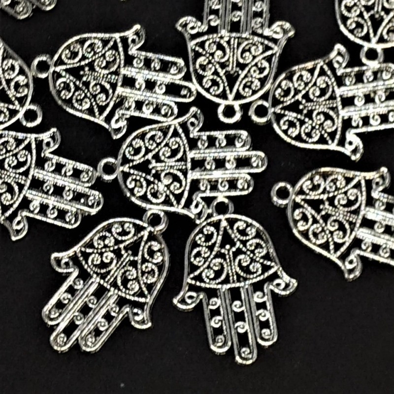 Hamsa Hand Pendant Finding, 22x30mm, Pack of 10