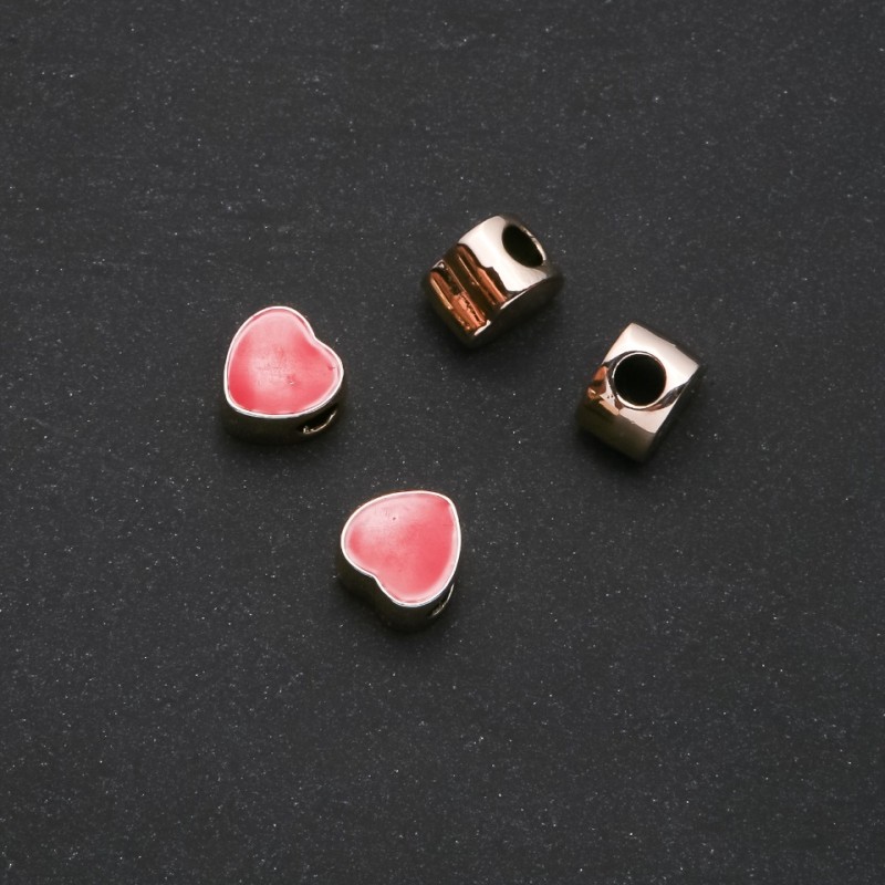 Findings Heart Pandora Insert 11x11mm, hole diameter 4.5mm pack of 4 yellow metal