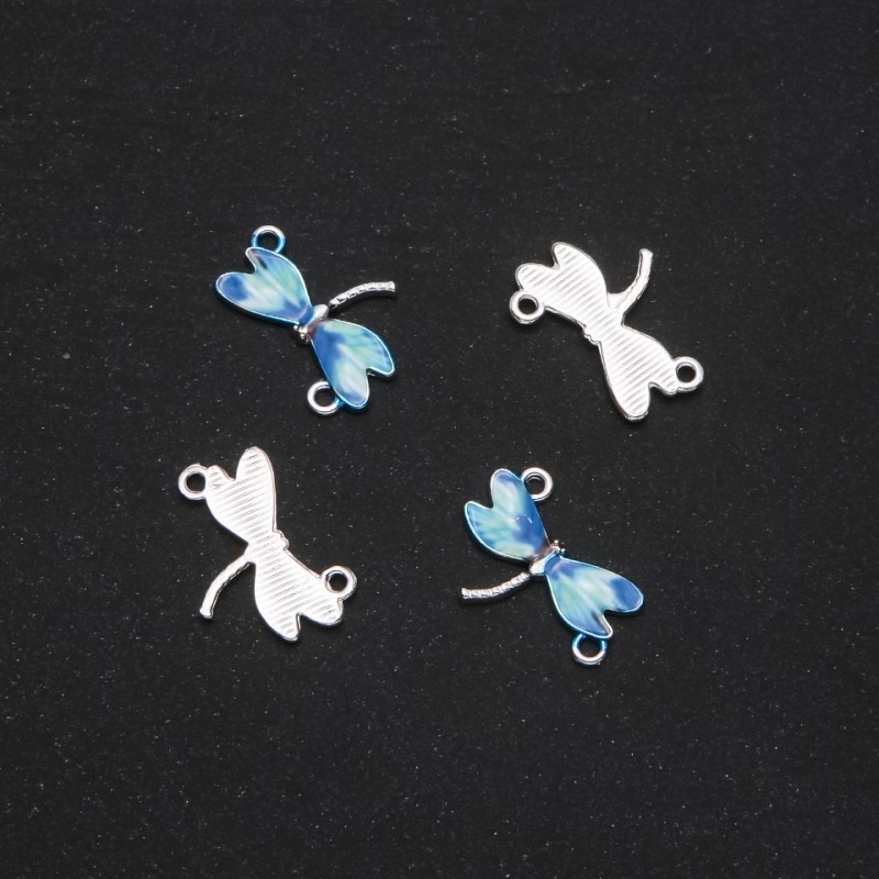 Findings Dragonfly Connector light blue enamel 22x16mm pack of 4