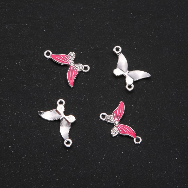 Findings Butterfly Connector Raspberry Enamel 24x12mm, Pack of 4 pcs