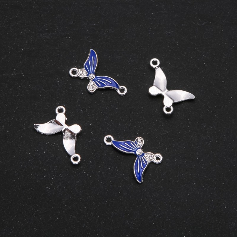 Findings Butterfly Connector Blue Enamel 24x12mm, Pack of 4 pcs