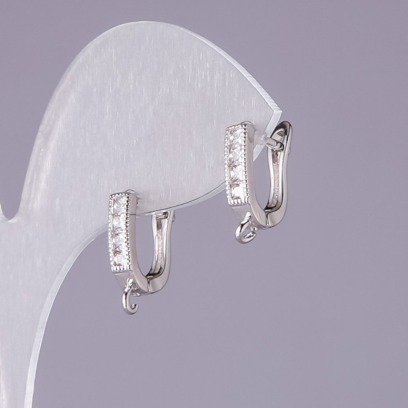 Earring Hooks 14x3mm, Rhinestone Row