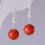 Natural Sponge Coral Earrings, smooth ball, diameter 14mm, length 3cm