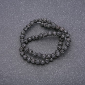 Beads Natural Lava Stone on Strand, Diameter 6mm +/-, Length 40cm