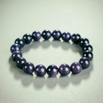 Natural Stone Bracelet, Aventurine "Blue Sand Cairo Night", Smooth Round Beads on Elastic, diameter 12mm