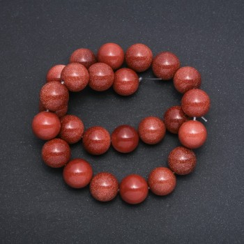 Beads Natural Stone Aventurine (Synthetic) "Golden Sand" Round, Diameter 16mm Strand, Length 39cm