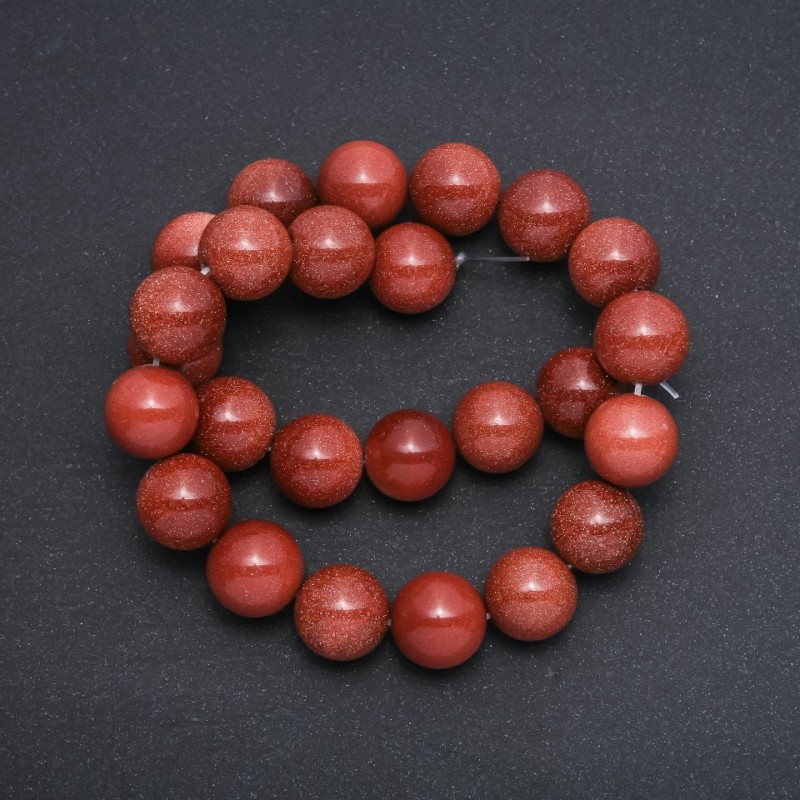 Beads Natural Stone Aventurine (Synthetic) "Golden Sand" Round, Diameter 16mm Strand, Length 39cm