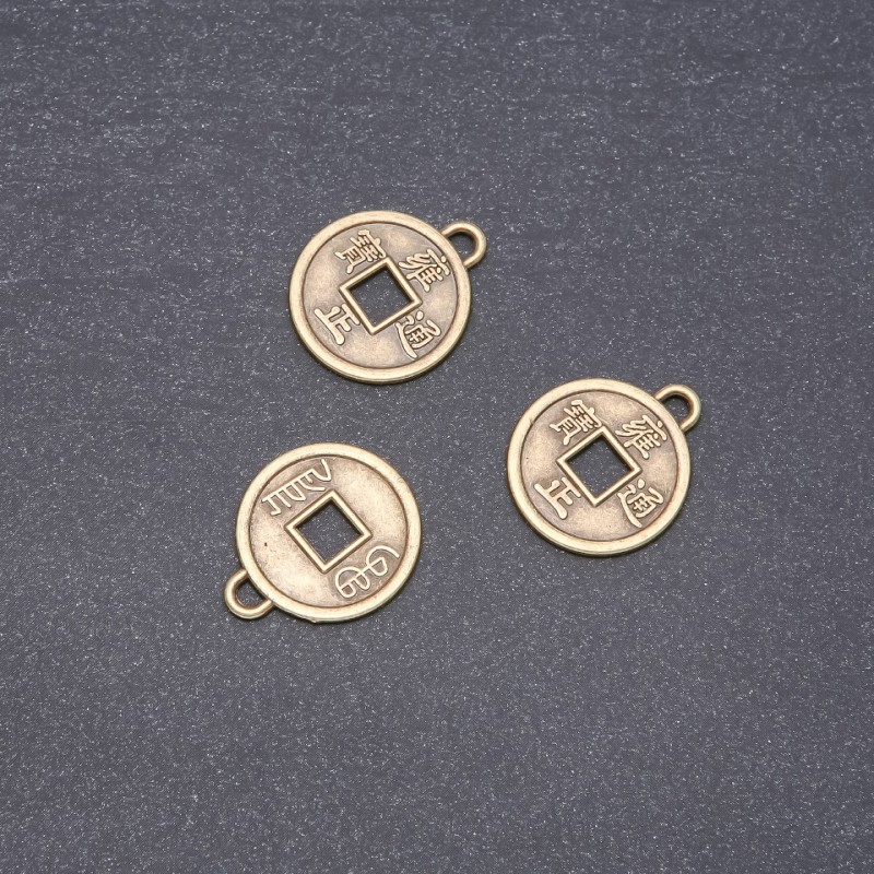 Findings Pendant Chinese Coin 20mm pack 20g +/-12 pcs