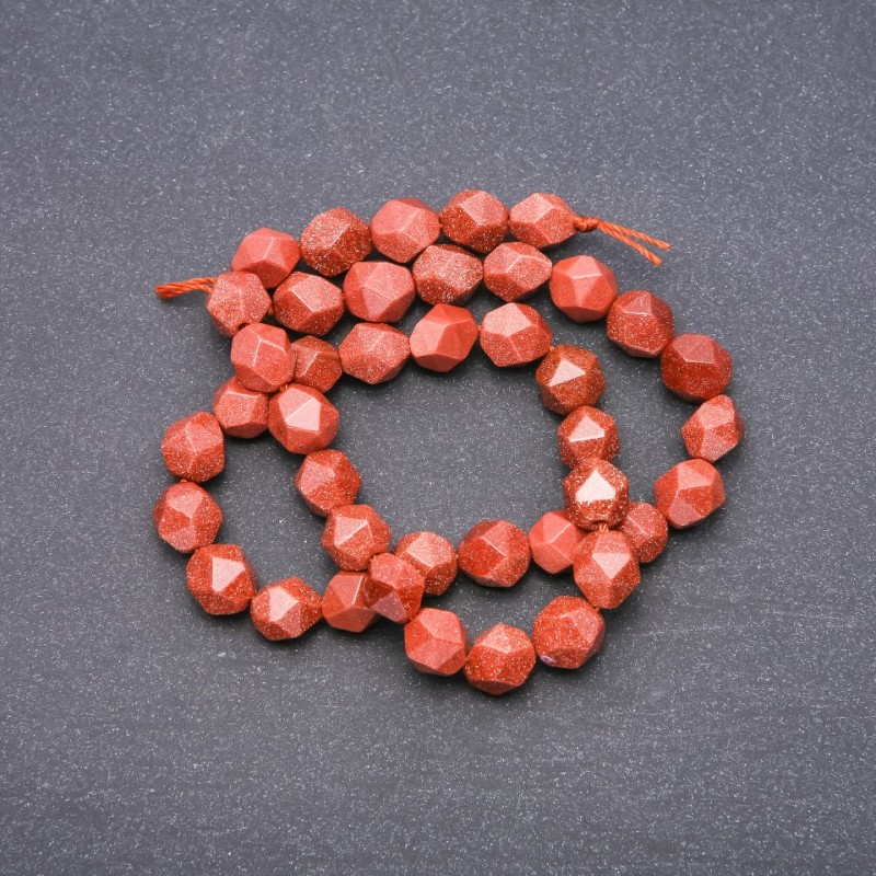 Beads Aventurine "Golden Sand" Faceted, Diameter 8x10mm Strand, Length 40cm