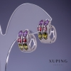 Xuping Earrings with Multicoloured Stones 9x17mm Rhodium