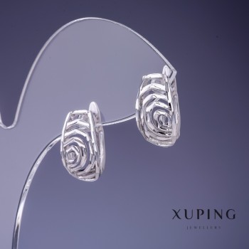 Earrings Xuping 16×9mm “Roses” Rhodium