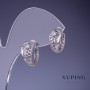 Xuping "Greek Pattern" Earrings 7x14mm Rhodium with White Rhinestones