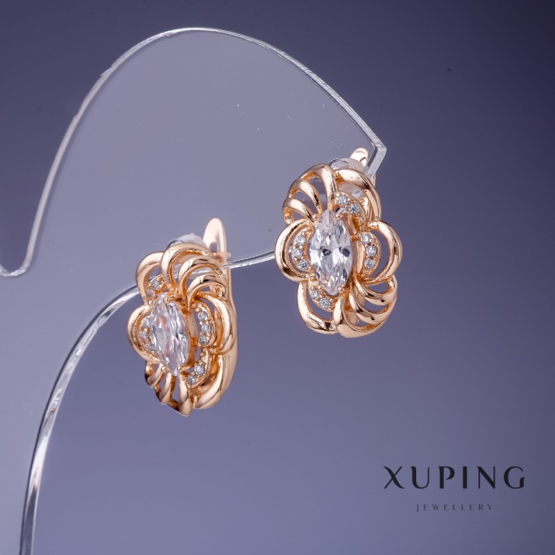Xuping Earrings with White Crystals 16x12mm "18K Gold Plating"