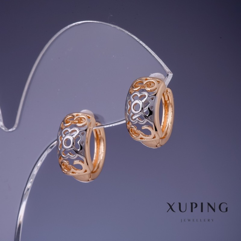 Earrings Xuping 8x15mm "18K Gold Plated" Rhodium