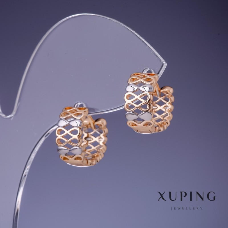 Earrings Xuping Infinity 7x12mm "18K Gold Plated", Rhodium