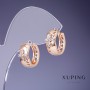 Xuping Earrings 6×15mm "18K Gold Plated" with White Crystals