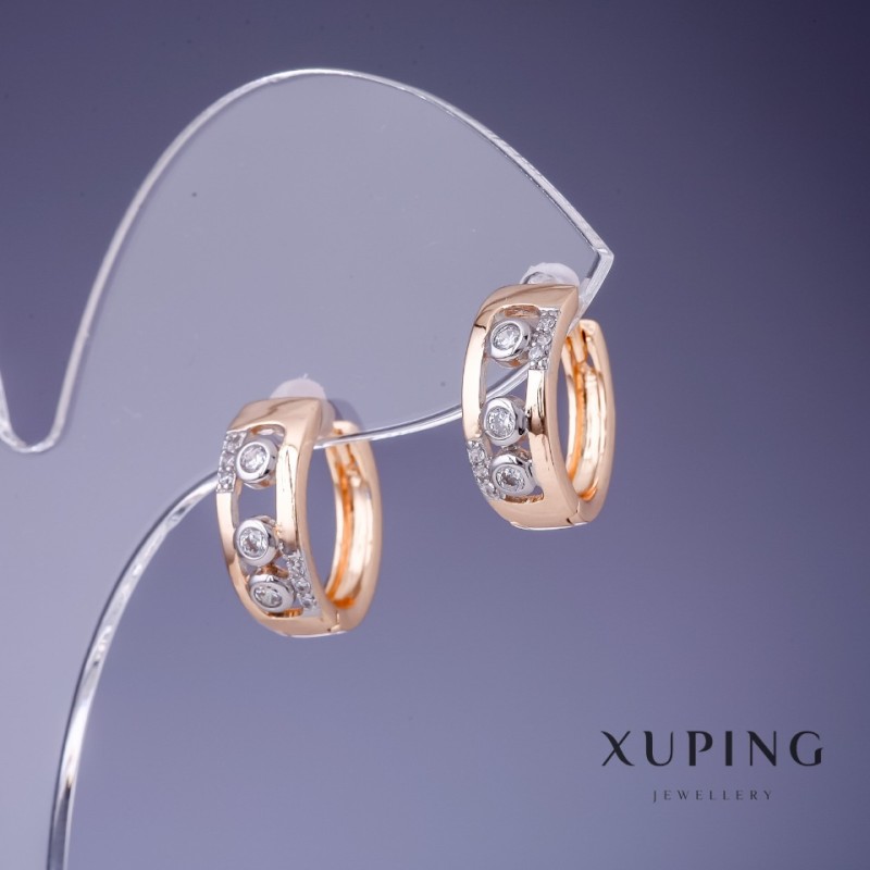 Earrings Xuping 15x6mm "18K gold" with white crystals