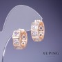 Xuping Earrings with White Crystals 17x7mm "18K Gold"