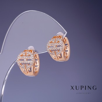 Earrings Xuping 13×10mm "18K Gold" with white crystals