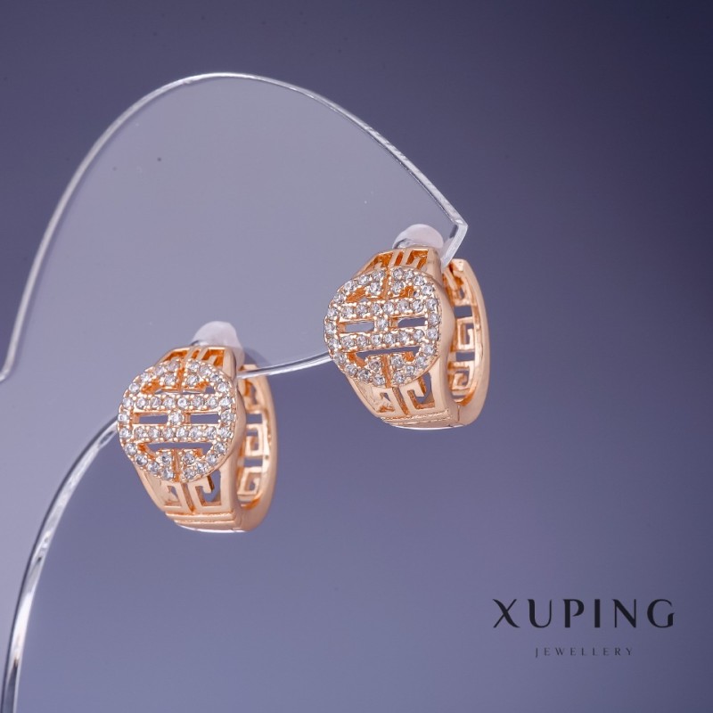 Earrings Xuping 13×10mm "18K Gold" with white crystals
