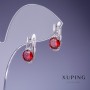 Earrings Xuping with red crystals 16x8mm rhodium plating