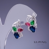 Xuping Earrings with Multicoloured Crystals 20×14mm Rodium