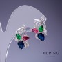 Xuping Earrings with Multicoloured Crystals 20×14mm Rodium