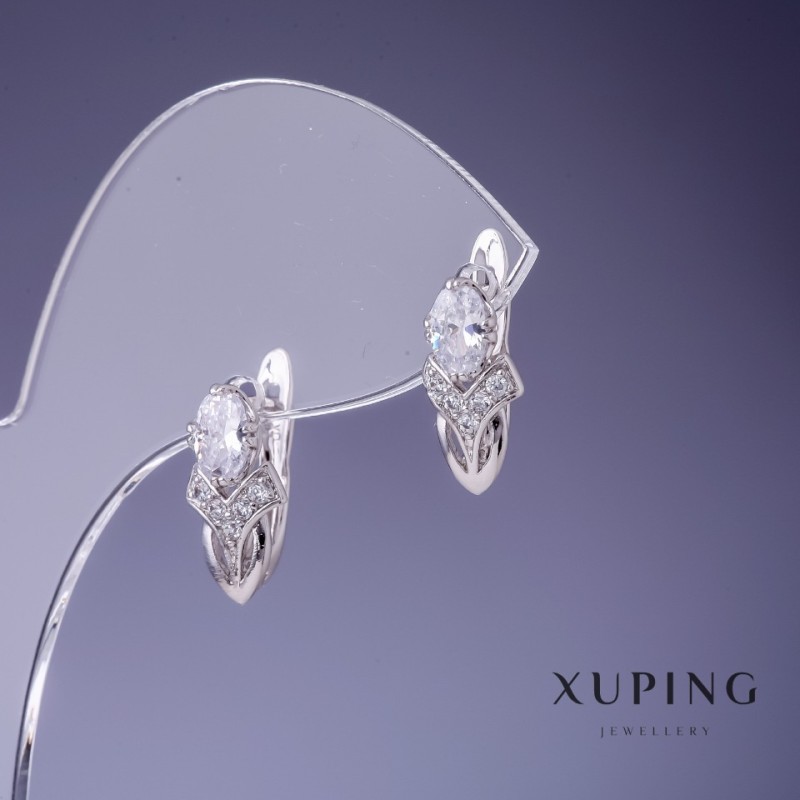 Xuping Earrings 'Tulip' Rhodium 15×8mm