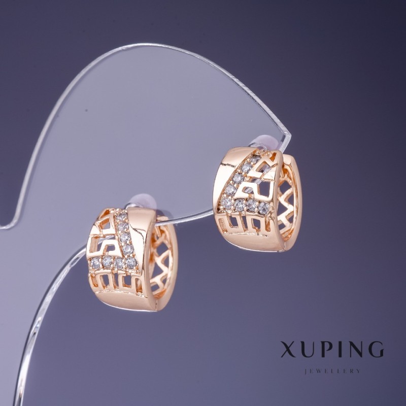 Earrings Xuping 8x14mm "18K Gold" with White Crystals
