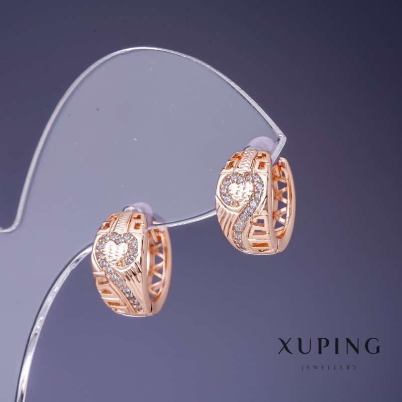 Earrings Xuping 15x8mm "18K Gold" with white crystals