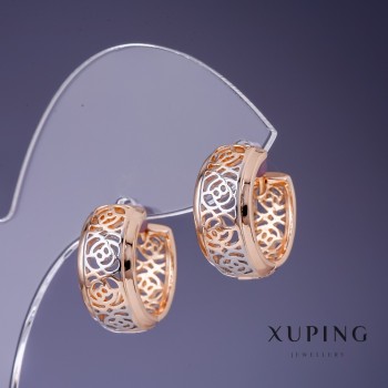 Earrings Xuping "Roses" 16×8mm "18K gold, rhodium"