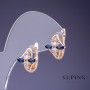 Xuping Earrings with white and blue stones 14x13mm "18K Gold"