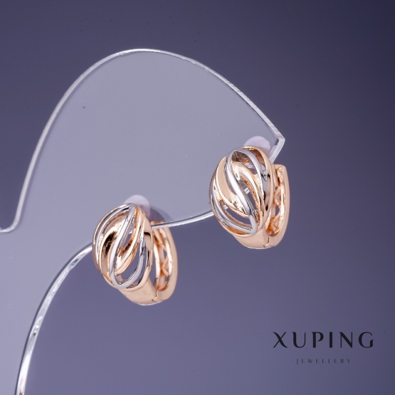 Earrings Xuping 12×9mm "18K gold plated, rhodium"