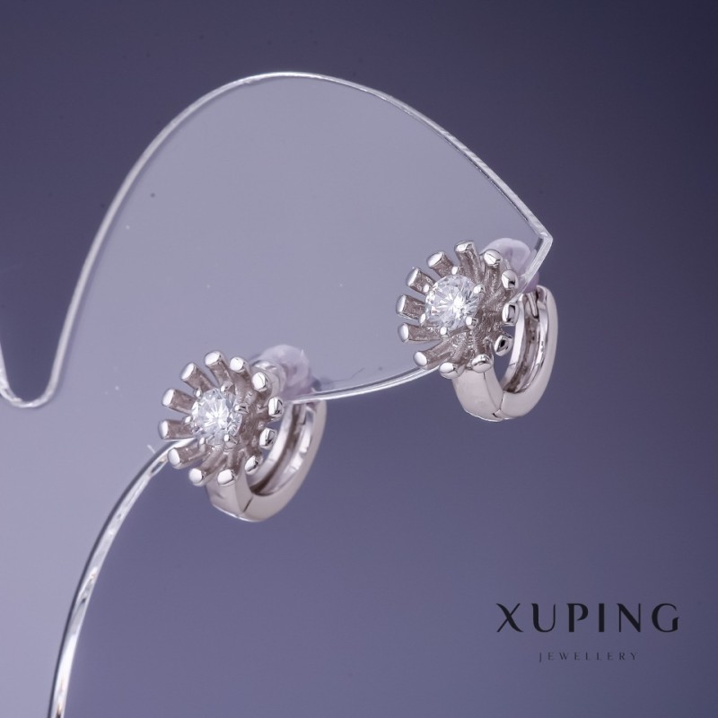 Xuping Earrings 10x9mm Ruthenium Plated