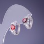 Xuping Earrings with Red Cubic Zirconia Ruby 18x9mm Rhodium