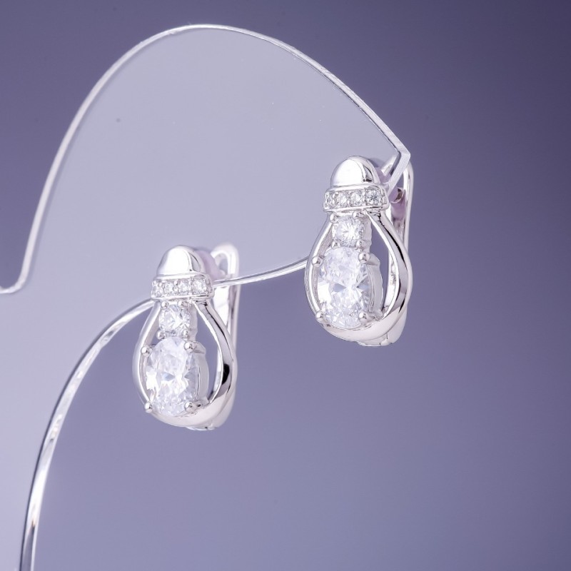Earrings Xuping 10x16mm Rhodium
