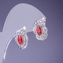 Xuping Earrings with Red Cubic Zirconia Ruby 17x12 mm Rhodium