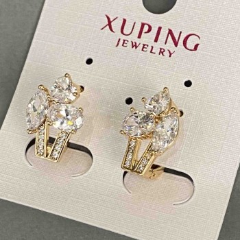 Xuping Earrings with White Zirconia 17x11mm '18K Gold'