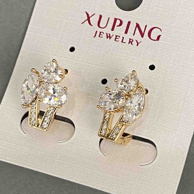 Xuping Earrings with White Zirconia 17x11mm '18K Gold'