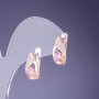 Earrings with pink crystals 16×7mm golden metal