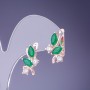 Earrings with green crystals 19×12mm in golden metal
