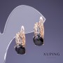 Earrings Xuping Black Zircon 18×9mm "18K Gold"