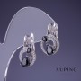 Earrings Xuping 20x12mm rhodium with black stone