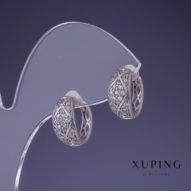 Earrings Xuping rhodium with white crystals