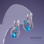 Earrings Xuping CZ Blue Topaz 20×12mm Rhodium</name