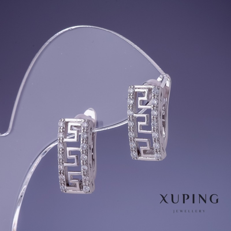 Earrings Xuping Rhodium with White Crystals