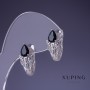 Earrings Xuping Rhodium with Black Stone 17×10mm