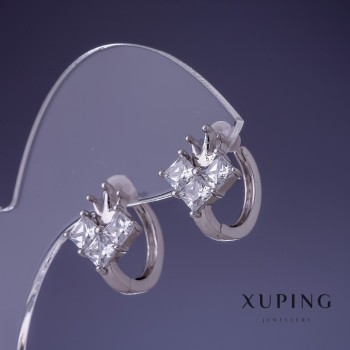 Earrings 'Crown' Xuping Rhodium 12×14mm