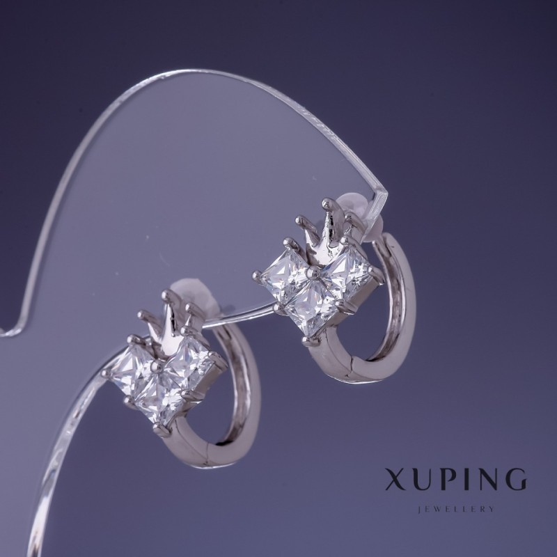 Earrings 'Crown' Xuping Rhodium 12×14mm