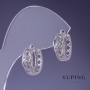 Earrings Xuping - Rhodium-plated with white rhinestones 6x14mm